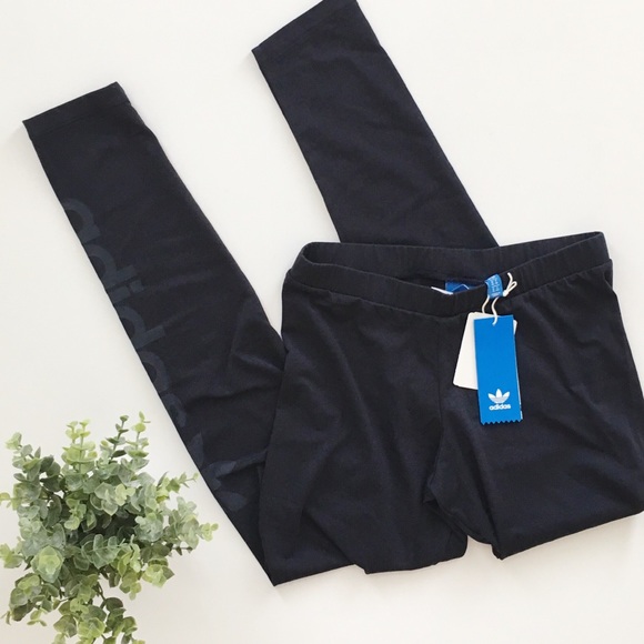 adidas Pants - Adidas Linear Logo Navy Cotton Full Legging